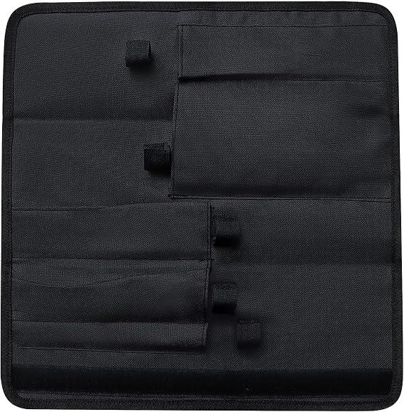 Chef Knife Bag, Roll Up Case 5 Slots, Empty Knife Holder Case Waterproof Oxford Fabric, Black Organizer Blanket for Camping BBQ Travel Gift Man (38.5 x 36.5 cm)