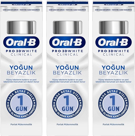 Oral-B Pro 3D White Clinical Yoğun Beyazlık Parlak Mükemmellik Diş Macunu 75 ml 3lü paket