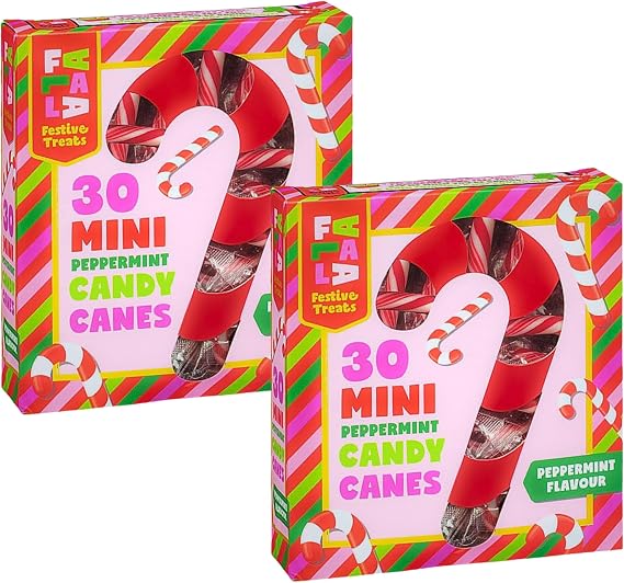 Mini Candy Canes - 60 Individually Wrapped Peppermint Candy Canes - Christmas Eve Box Fillers For Kids - Stocking Fillers Women Teenage Boys Men - Pack of 2
