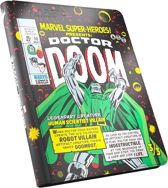 Gamegenic | Magic: The Gathering | Marvel Super Heroes Zip-Up Album 18-Pocket - Doctor Doom/Spider-Man | Trading Card Game Accessory | Ages 13+