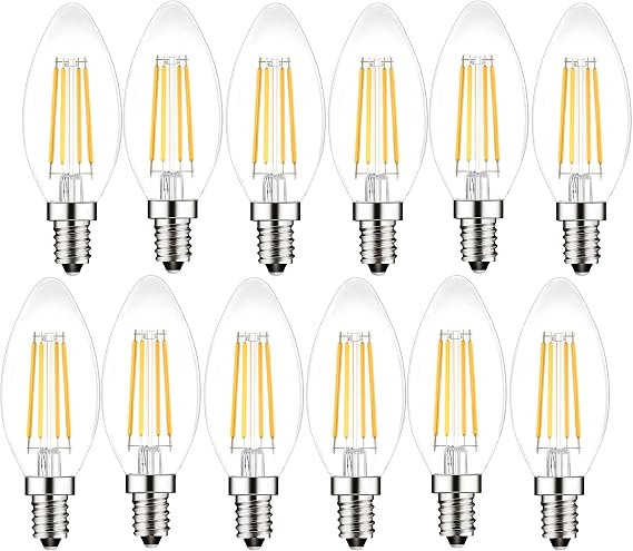E14 Led Candle Light Bulb,Small Edison Screw,SES 4W Equivalent 40W, Warm White 2700K,400Lm,Pack of 12 [Energy Class A]