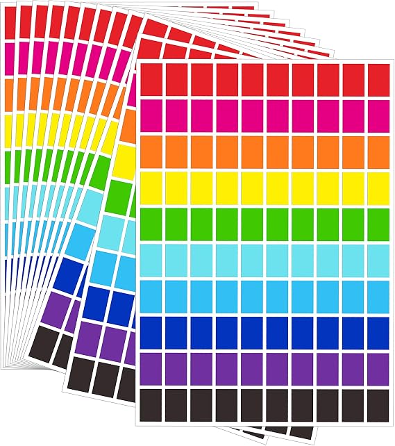 2500 PCS Coloured Stickers,12.7x19mm,10 Colours Small Sticky Labels