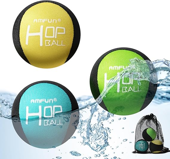 3PCS Funny Pool Toys - Soft Quick-drying Water Jumping Balls with Net Storage Bag for Pool Beach