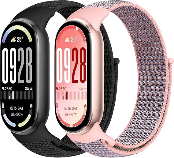 Runostrich Nylon Straps Compatible with Xiaomi Smart Band 10/9/8 Soft Nylon Loop Strap Breathable Adjustable Replacement Band for Women Men