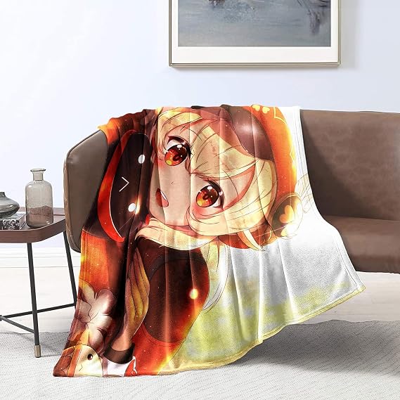Genshin Impact Klee 3D Bedding Plush Fuzzy Sofa Bed Plush Warm Cozy Soft Throw All Season Throw Blankets Crib or Cou 47.3x59 inches Flannel （120x150cm）