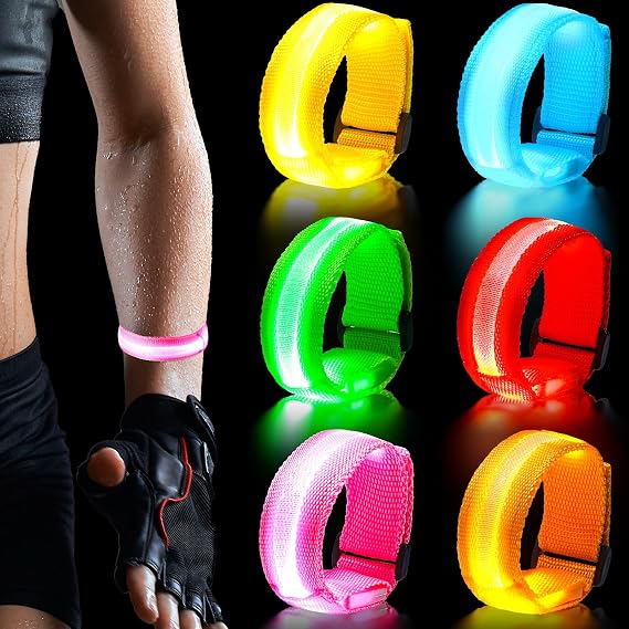 LED Light Up Armbands, Reflective Wristbands with Lights