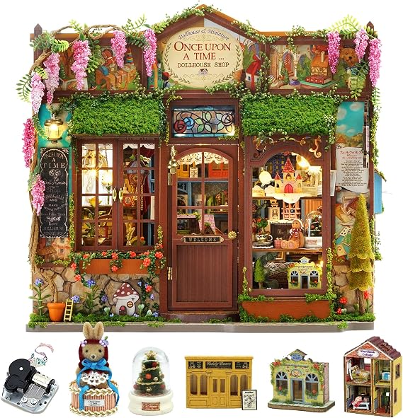 Cuteroom Diyミニチュアハウスキット - おとぎ話の王国、小さなドールハウス木製家具キット、ミニdiyクラフトキット 装飾用の創造的な部屋 家族 友人
