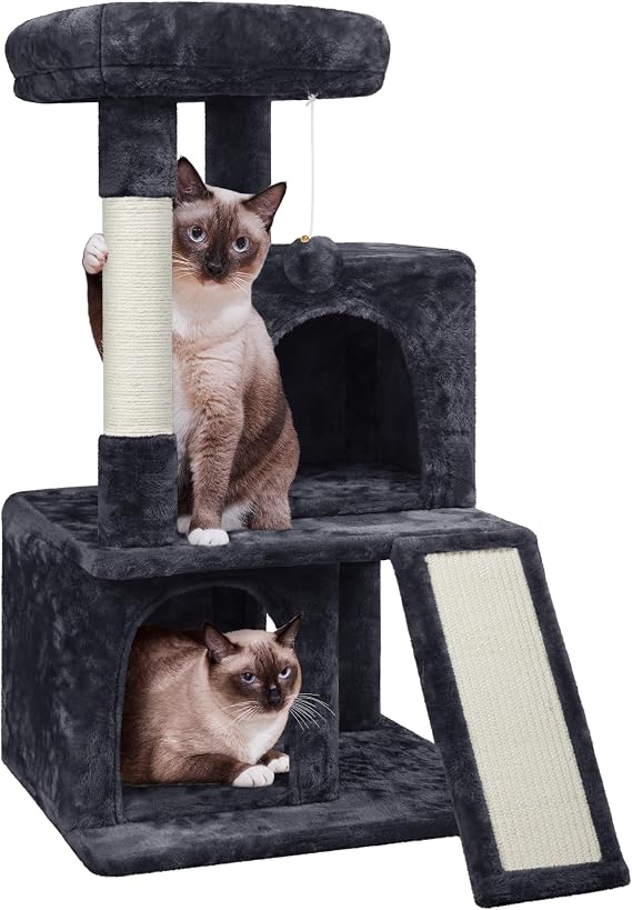 Yaheetech 92 cm Cat Tree for Indoor Cats with 2 Condos, Black