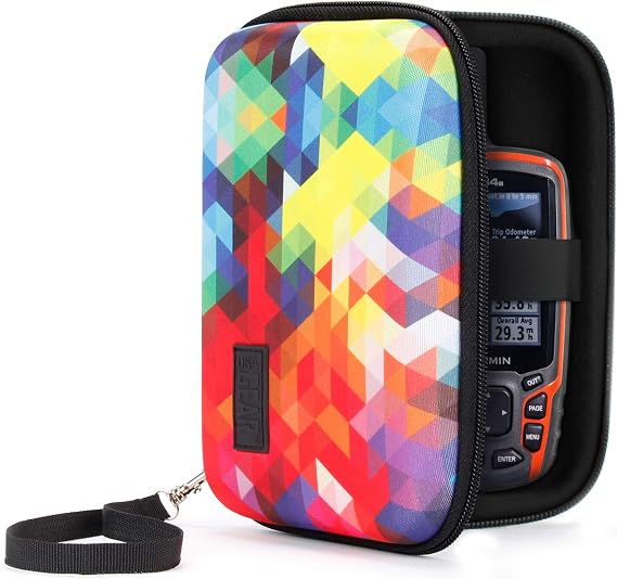 USA Gear Electronic Travel Case Organizer - 6.5 Zipper Pocket with Hard Case Exterior and Accessory Compartment - Charger Accessories Cables Tour Operator and More - Geometric
