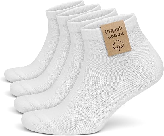 GoWith 4’lü ORGANİK PAMUK Taban Altı Havlulu Erkek Kadın Spor Çorap, Siyah Beyaz Gri Ekru Kısa Tenis Çorabı, Ribana Örgü Dikişşiz Retro Çorap 3503