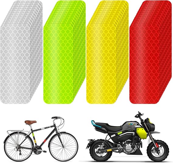 Reflective Warning Stickers, 48 PCS Safety Reflective Sticker, Reflective Stickers Outdoor Waterproof, Silver Yellow Red Green High Visibility Reflectors for Motorcycle Car Bike Helmet (8x3cm)
