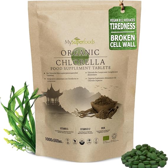Chlorella Tablets | Organic | Up to 5000mg Serving | 1000 x 500mg