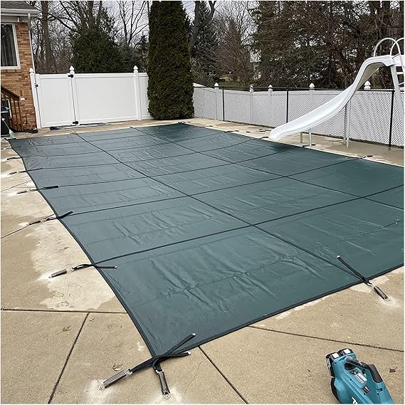 HeavyDuty Rectangular Inground Winter Pool Cover 12x22ftDurable Mesh Tarpaulin with Complete Kits Ideal for 630ft Pools Ultimate Protection Against Debris