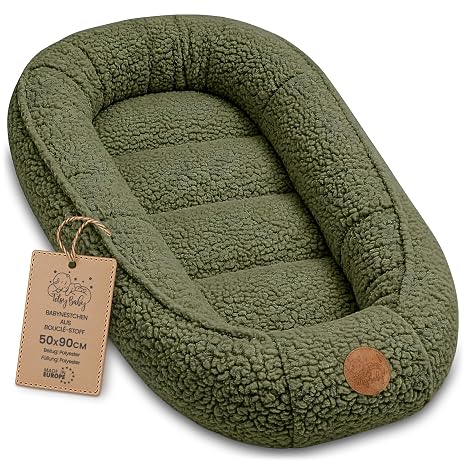 Baby Nest Bumper Baby Made of Boucle - Baby Nest Newborn Nest for Children Bed and Baby Bed Portable Cuddly Nest Coccon for Boys and Girls Olive Green