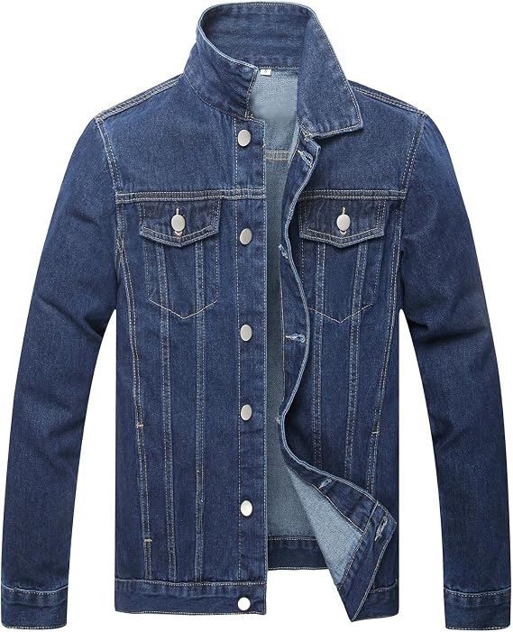 LZLER Denim Jacket Men's Slim Fit Men's Jacket Classic Denim Denim Coat Washed Blue Trucker Jacket Leisure Jacket for Men