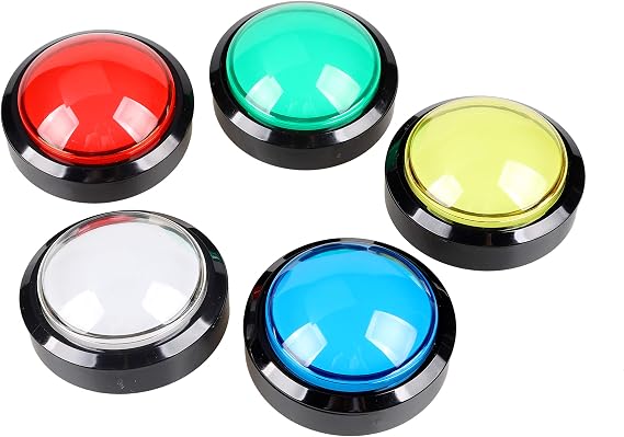 EG STARTS 5 x 60 mm dome-shaped LED illuminated push buttons for arcade coin machine games (each colour of 1 piece)
