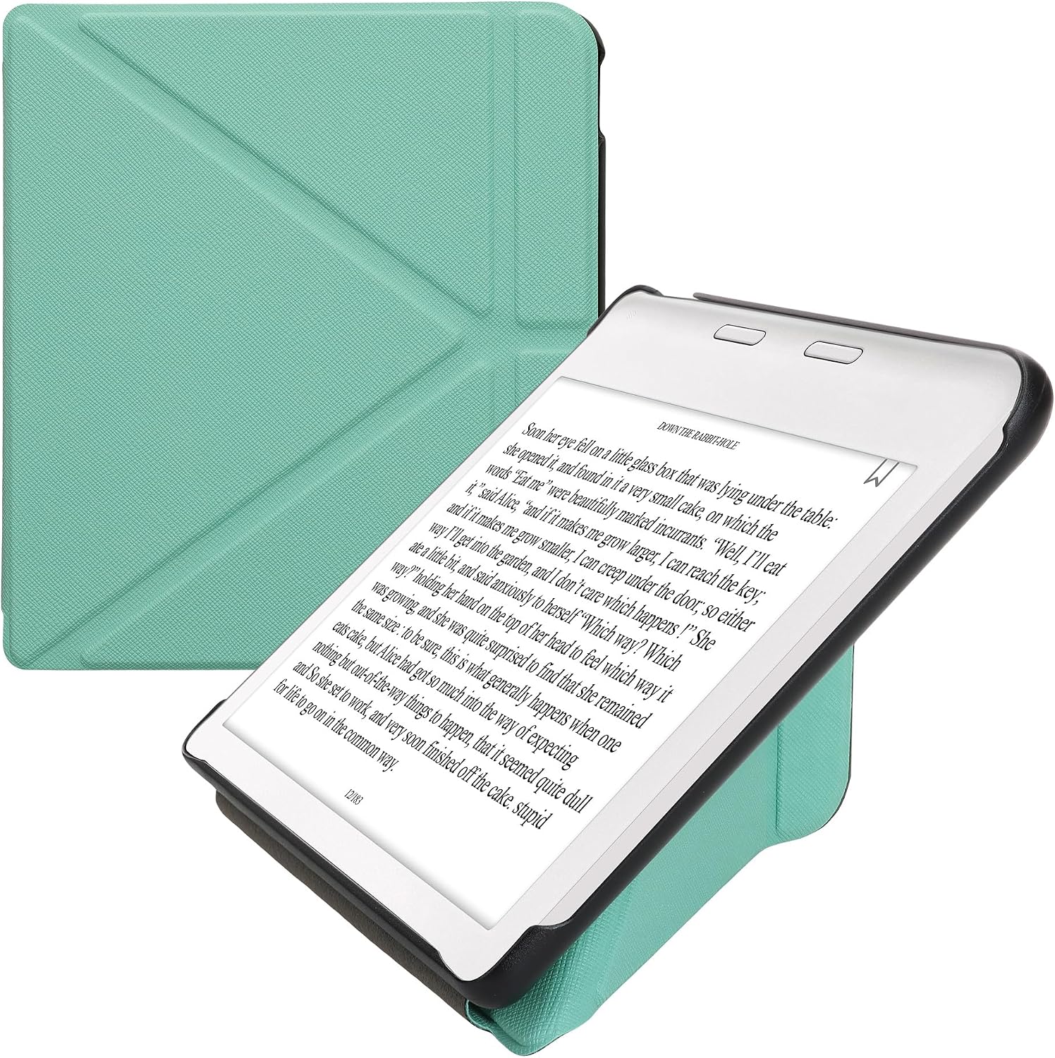 kwmobile Origami Case Compatible with Kobo Libra Colour Case - Slim PU Leather Cover with Stand - Mint