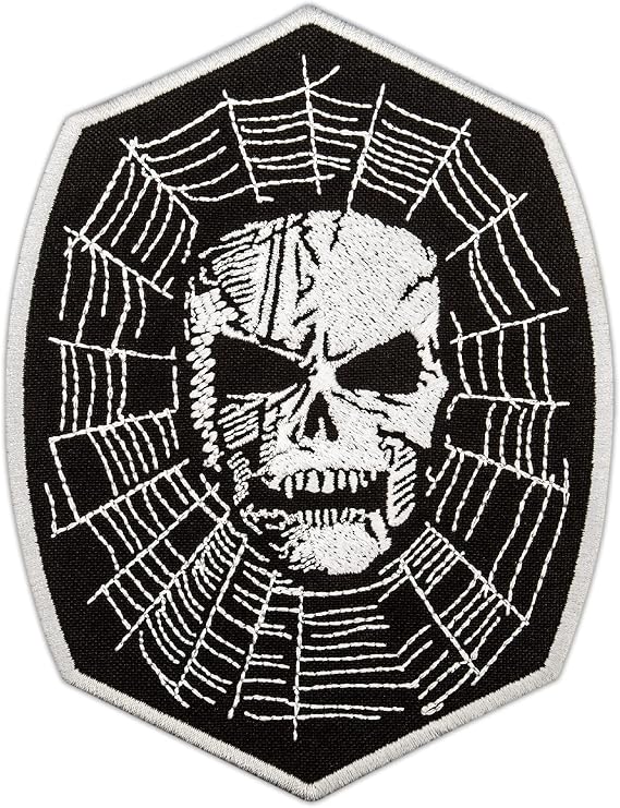 EMBROVERSE Skull Spider Web Patch, Embroidered Iron-On Skeleton Gothic