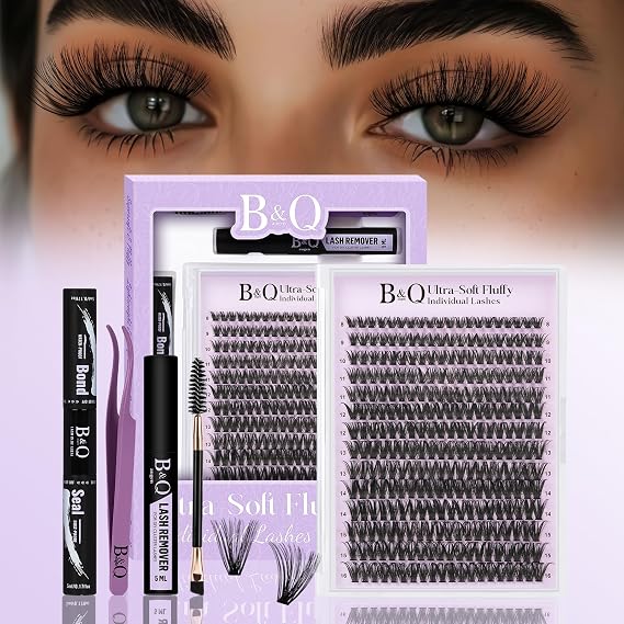 B&Q Fluffy Cluster Lashes Kit 70D DIY Volume Eyelashes Individual Kit