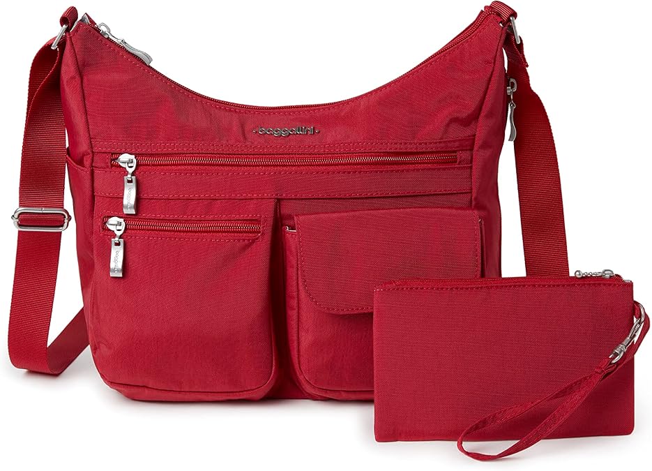 Baggallini Women's Everywhere Bagg Crossbody 11x9 Lightweight Nylon Hobo Water-Resistant Travel Bag W/RFID Protection, One Size