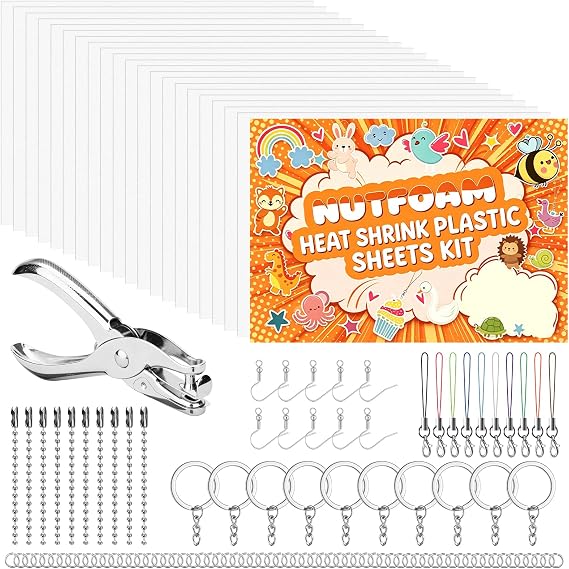 161 Pcs Heat Shrink Plastic Sheets Kit, 20 Sheets Shrinky Dink Paper