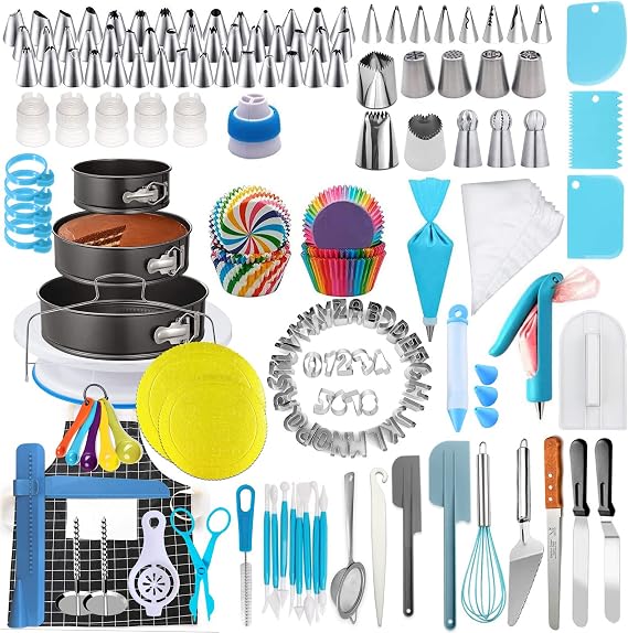 Cake Making Tools Baking Tools 458 Piece Set Cake Decorating Kit Cake Decorating Cake Decorating Tips Pastry Tools Set Baking Rotary Stand Cake Making Tools Cake Making Tools Cake Turntable Piping Tips Flower Shapers Scraper Replacement Caps Pastry Bags Rotating Cake Turntable Cake Decorating Tool Set Reusable Blue