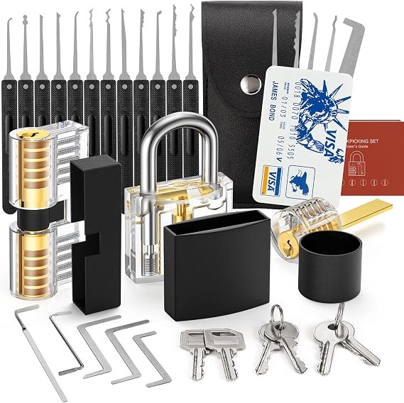36 Piece Pick Set, [Suitable for Beginners & 2023 Upgraded] FAHEFANA Locksmith Pick Set with 3 Transparent Locks, Lockpicking Set for Beginners and Professional Locksmiths
