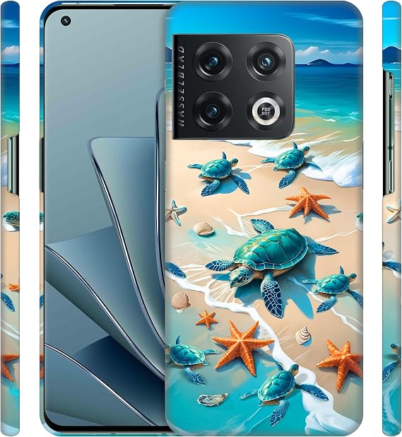 OnePlus 10 Pro用GlamCase、OnePlus 10 Proケース - ビーチのかわいいカメのデザインプリント スリム&洗練されたハードプラスチックスナップオン保護デザイナーバックフォンケース/カバー OnePlus 10 Pro用 ホワイト