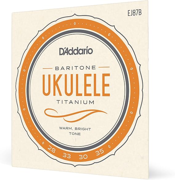 D'Addario Ukulele Strings Titanium Baritone EJ87B, 4-String Set