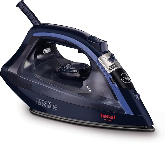 Tefal Virtuo, Steam Iron, 90g Steam Boost, 24 g/min Continuous Steam, 200 ml Water Tank, Non-Stick PTFE Soleplate, 2000W, Black & Blue, FV1713