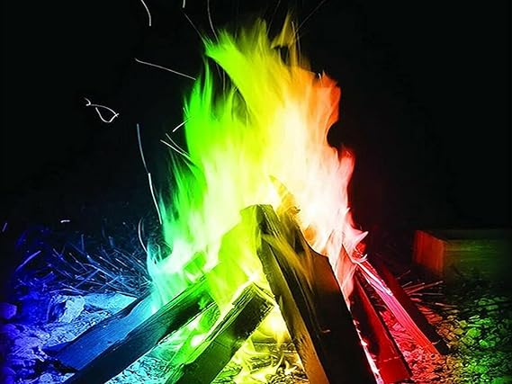 6 Magic Powder Fire Coloured Bonfire Neon Flames Sachet Mystical Camping Happy Pit Glow Log Burner (6)
