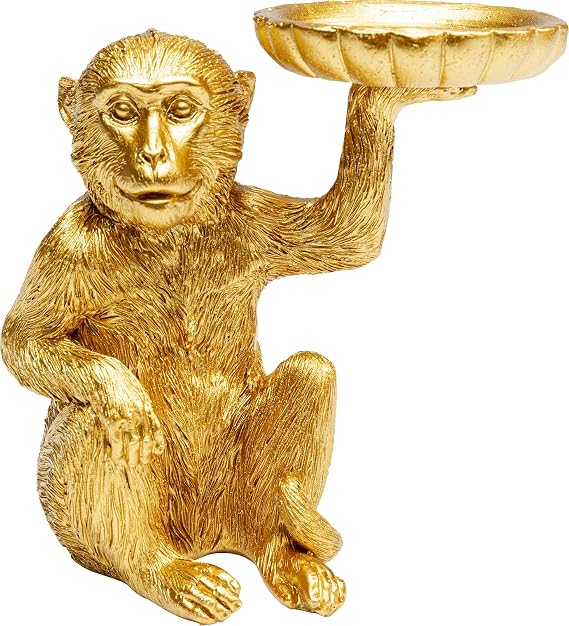Kare Design Deco Figurine Tealight Holder Monkey, Gold, 11x11x7 cm