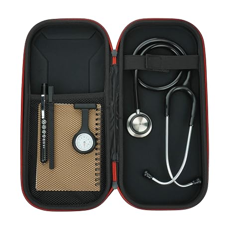 Stethoscope Bundle Kit Includes Dual Head Stethoscope Flashlight Hard Stethoscope Case Pen and A6 Notepad For Nurses Medical Students