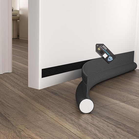 Draught excluder,Adjustable 36.6" Draft Excluder for Doors,Quick Installation, Soundproofing, Fits Interior/Exterior Doors, Blocks Cold Air & Noise, Black