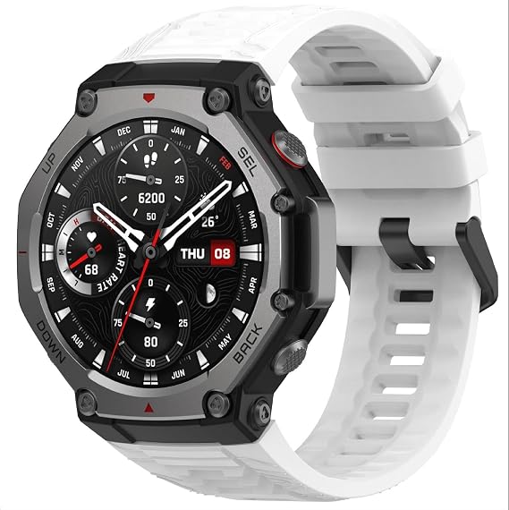 GIOPUEY Strap Compatible with Amazfit T-Rex 3, Soft silicone Watch Strap, Strap Replacement [Wear-resistant] [breathable] - white