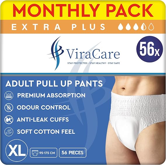 56 x Extra Plus Incontinence Pants Women and Men, Adult Nappies
