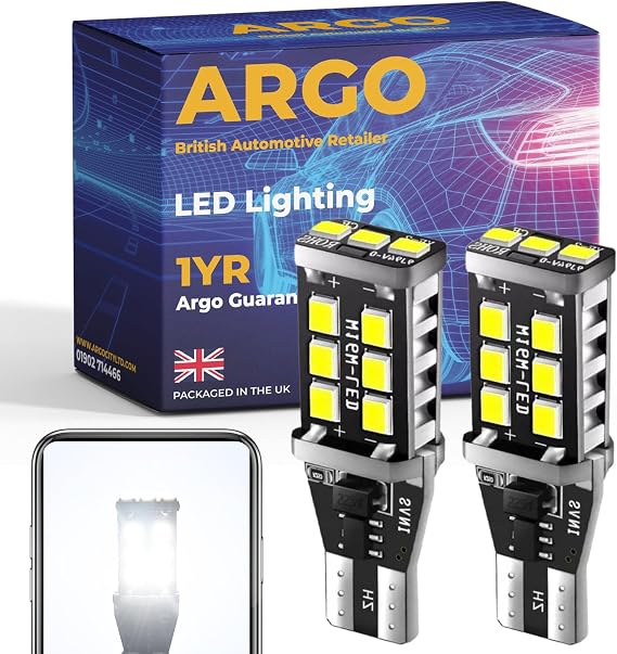 Argo W16W Led Bulbs Xenon White 15 Smd T15 921 Bulbs 12v