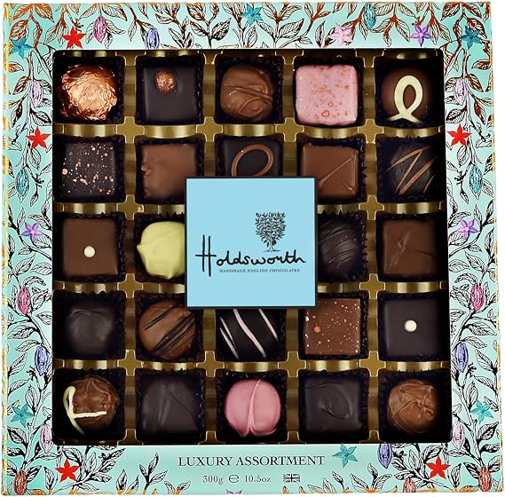 Holdsworth Chocolates Gift Box Luxury Assortment - Classic Chocolate Gift Set with Handmade Truffles & Assorted Milk, Dark & White Chocolates 300g