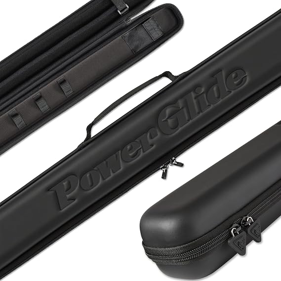 PowerGlide Snooker Pool or Billiard Cue Case | Svartur | Modern Design Soft Touch EVA | Handle & Shoulder Strap | Protective Foam Interior | Accessory Pockets | to Fit 2-Piece Cue