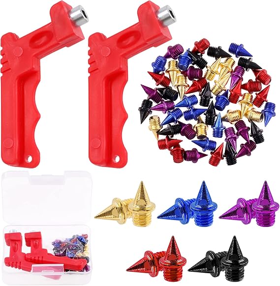 Tanstic 52個 1/4インチ 5色 カーボンスチール トラックスパイク クロスカントリースパイク スパイクレンチ付き スプリントスポーツトラック クロスカントリーショートランニング用