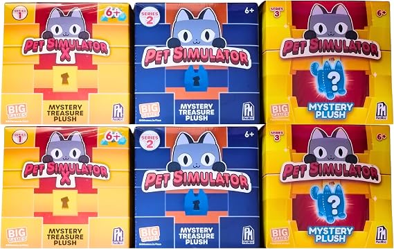 Pet Simulator Roblox Series 1,2 & 3 Limited Edition Cube Plush - Lucky Blind Box's, Bundles, Blind Bags & Figures - (Series 1,2,3 4" 12cm Plush with DLC - 2 of Each - 6 Pack)