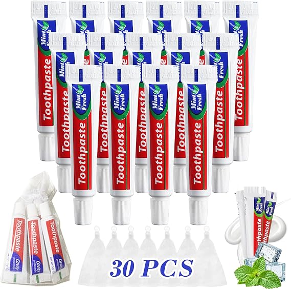 Travel Size Toothpaste to Freshen Breath, 0.35 oz(10g) × 30PCS