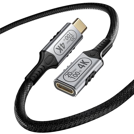 USB C Extension Cable Short 2ft, 100W Charging USB c 3.2 Extension Cable, high Speed 20gbps Data Transfer/4K Video usbc Female to usbc Male Compatible with Thunderbolt 4/3