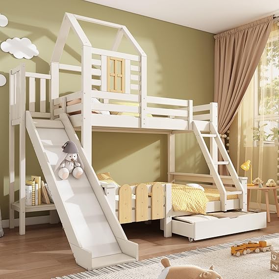 4ft6 Double & 3ft Single Wooden Triple Sleeper Bunk Bed Loft Bed