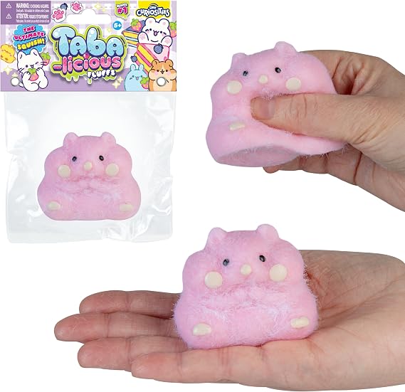 ORB Tabalicious Fluffs TABA スクイッシーハムスター ピンク - ふわふわ、植毛、かわいい動物 TABA スクイッシーおもちゃ - ソフトで粘着性のあるストレスボールふわふわのおもちゃ - かわいい感覚とフィジェットのおもちゃとギフト 子供と大人向け