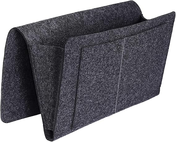 Bedside Organiser Bedside Pocket Bed Pocket Sofa Bedside Felt Storage Bag for Home Bed Rails, Sofa, Bunk Beds (Black)