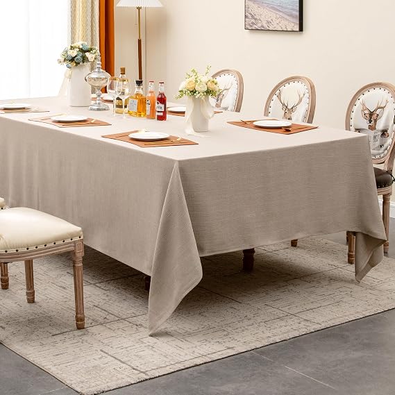 Table Cloth Rectangle Table Cover 132"x90" Beige Tablecloth