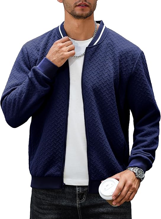 Zaitun Men's Transition Jacket Bomber Jacket College Jacket Basic Leisure Jacket with Zip Pockets