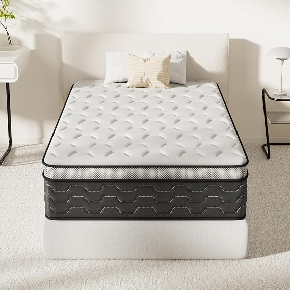 DEWINNER Mattress 90 x 190 | Height 27 cm | Memory Foam Mattresses with Pocket Springs | 7 Zones | Medium Firmness | Ideal for Small Rooms and One Person | Breathable | Ergonomic