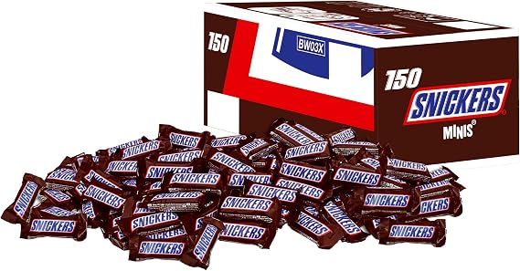 Snickers, Caramel & Peanuts Bulk Chocolate Box, Milk Chocolate Minis Case 150x 18g